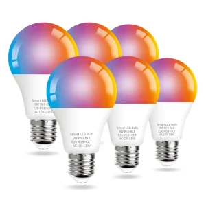 High-Quality WiFi Smart Light Bulb, 110–130V, E27, 9W RGB Bulb, Alexa/Google Home Control, RGBW Dimmable A60 LED Bulb