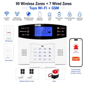 WiFi 2G Smart Home Alarm System 99 Wireless 7 Wired Zones Portable ABS Security PIR Motion Sensor SOS Siren App Control