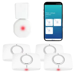 WiFi 433MHz Water Leak Detector 4 Pack Smart Flood Sensor with IP54 Protection and 120dB Alarm for Home Security