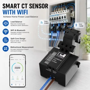 WiFi Bluetooth 100A CT Smart Current Sensor for Power Balance Load Balance