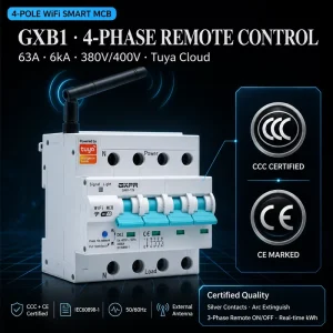 WiFi Circuit Breaker Smart MCB 4 Pole 380V 16A 6kA Life App Remote Control Energy Monitor Three Phase Breaker