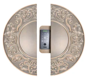 WiFi Connected Embedded Precision Carved Fingerprint Password Smart Lock Cloud Aluminium Alloy Wood Door Luxury Double Opening