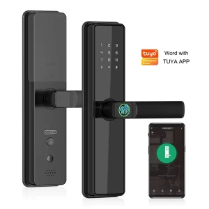 WiFi Digital Smart Lock Tuya App Remote Control Fingerprint Anti pry Alarm Security Cloud Storage for Aluminum Residential Villa