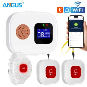 WiFi Elderly Caregiver Pager Smart Emergency Button Home Patient Panic Wireless Personal SOS Alarm Digital Display Trendy Design