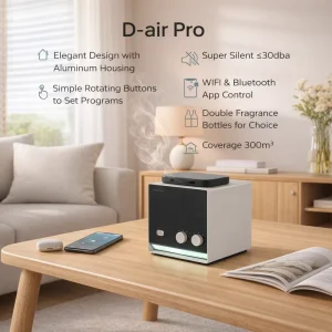 WiFi Electric Dual Bottle Aroma Diffuser 200ml Plastic Housing App Control Quiet Tabletop Home Essential Oil Flame