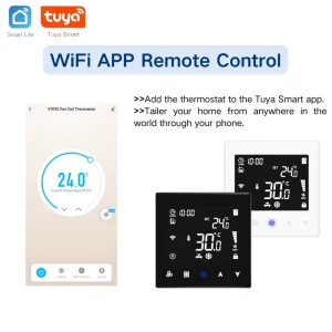 WiFi Fan Coil Units 2/4-pipes Thermostat with Time On/off Sleep Mode Thermostat for Hotel Office Bedroom Thermostat