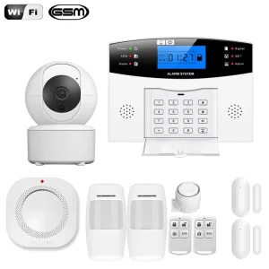 WiFi GSM Alarm System 50 100m Detection LCD APP Control Alexa Google ABS PIR Motion Sensor