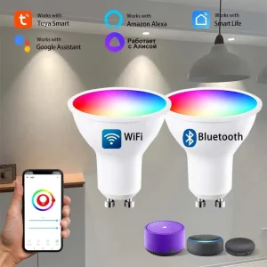 WiFi GU10 Smart Bulb 5W Dimmable LED Spotlight, App-Compatible RGBW Light