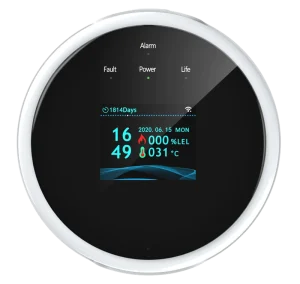 WiFi Gas Alarm with LCD Display APP Alert Temperature Alarm Time Show Solenoid Valve Linkage Human Voice Multi Language Support