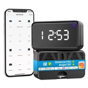 WiFi IR RF Remote Control with Clock Display Type-C Input Can Be Placed on Desktop or Wall-mounted