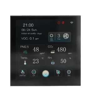 WiFi LCD Smart Square Thermostat with Weather & Humidity Sensor for Hospital HVAC Systems-Energy Saving & Easy Install
