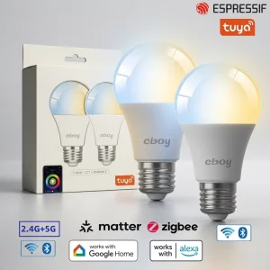 Tuya Smart WiFi LED Light Bulb, Color-Changing Dimmable, Voice Control, Home Décor Lighting, Wireless RGB Remote Control
