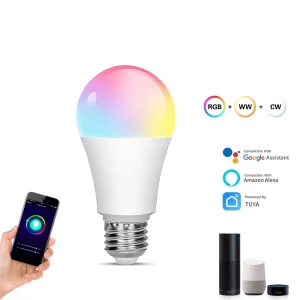 Home WiFi LED Bulb E27 E26 B22 RGBCW 9W Smart Bulb Compatible with Alexa and Google Home