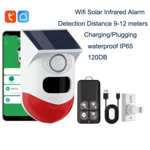 WiFi Outdoor Solar PIR Infrared Alarm Wireless Siren Home Security System Waterproof Strobe App Remote Control ABS Portable