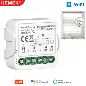 WiFi RF433 1CH Smart Relay with Voice Control for Motorized Blinds Shutter Smart Curtain Switch Module