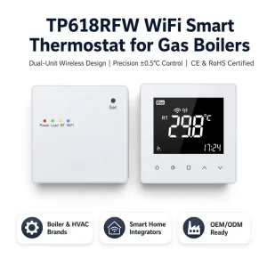 WiFi RF868 Smart Radiator Thermostat with Wired or Wireless Receiver for Gas Boiler Heating System
