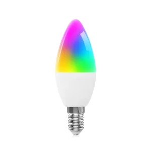 High-Quality Tuya Smart WiFi Energy-Saving RGBCW 5W Candle LED Bulb with Timer Settings and Voice Control Support, PST WFC37