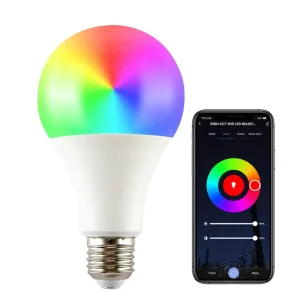 WiFi RGBCW Dimmable Smart LED Bulb, Voice-Control Compatible, Color-Changing, Factory-Manufactured