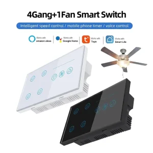 WiFi Remote Control Glass Panel Light Wall Switches Smart Home Automation Devices Smart Touch Ceiling Fan Switch