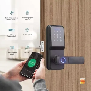 WiFi Remote Control Smart Home Digital Security Lock Fingerprint Password RFID Card Memory Card Waterproof Auto Lock Wood Door