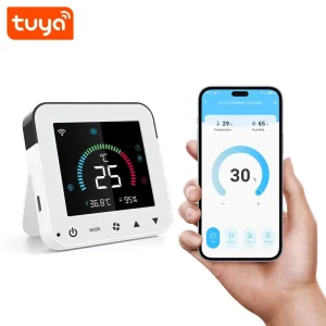 WiFi Smart AC Controller with LCD Color Screen Temperature Humidity Sensor IR Remote for Air Conditioner PST-RT01W