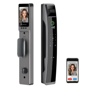 WiFi Smart Aluminum Alloy Door Lock Fingerprint Face Recognition Card App Control Key Unlock Cloud Storage Tuya App Anti Peep
