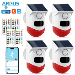 WiFi Smart App Control Sound Light Alarm PIR Motion Sensor Waterproof Solar Powered Siren Home Security
