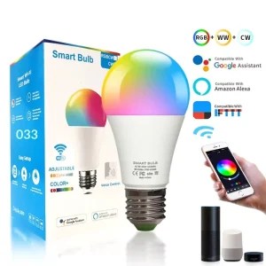 WiFi Smart Bulb Voice Control Full-Color RGB+CW Dimmable & Tunable A19 Aluminum Coated App Controlled Bulb