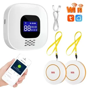 WiFi Smart Call System for Seniors Elderly Caregiver Pager Panic Buttons Life Alert SOS Call Receiver ABS Home Alarm System