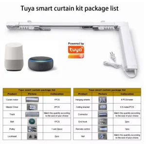 WiFi Smart Curtain Kit Motorized Curtain Track Electric Curtain Rail System with Remote Control DIY Adjustable Track for Home