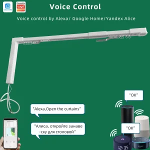 WiFi Smart Electric Curtain Motor Track System DIY Kit for Hotel Home Office Automation Remote Voice Control 110V 220V