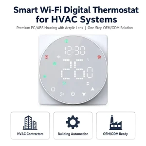 WiFi Smart FCU Fan Coil Thermostat for HVAC Central Air Conditioning Tuya 86x86mm Wall Mounted Digital Controller