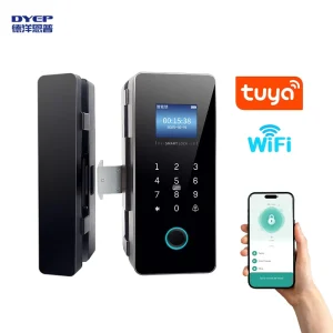 WiFi Smart Glass Door Lock Fingerprint Digital Password IC Card Access Control System Keyless Office Frameless Door Lock