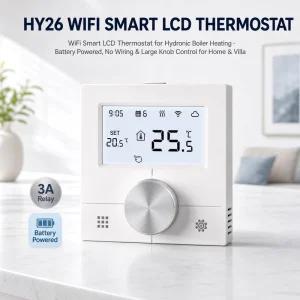 WiFi Smart LCD Display Thermostat Anti-flammable PC+ABS Material Hydronic Heating Battery Powered for Boiler Controller Heating