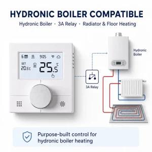 WiFi Smart LCD Thermostat for Hydronic Floor Heating Battery Powered 1.5V Flame Retardant Anti-flammable PC+ABS Wall-Mounted