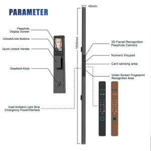 WiFi Smart Lock Aluminum Alloy Villa Front 3D Face Fingerprint Keyless Entry Two-Way Video Intercom Cloud