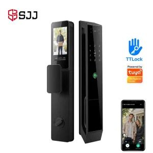 WiFi Smart Lock Face Recognition Peephole Camera Video Intercom Code Remote Unlock Aluminium Alloy Wood/Steel Tuya App Cloud