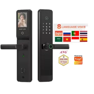 WiFi Smart Lock Steel Door Fingerprint Access Remote Control Password Camera Aluminum Material Cloud Black