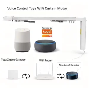 WiFi Smart Motorized Curtain Extendable Track Kit Electric Curtain Rail System Voice App Remote Control Heavy Duty