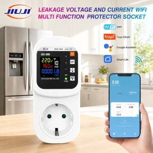 WiFi Smart Plug-in Power Consumption Meter Socket Voltage Stabilizer Socket EU Adjustable Voltage Protective Socket 16A