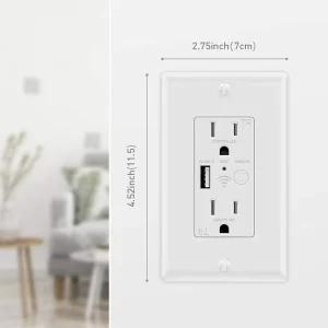 WiFi Smart Plug with Alexa Google Home & Gome Voice Control 125V 15A Power Socket Wall USB Charger Plastic Smart Socket