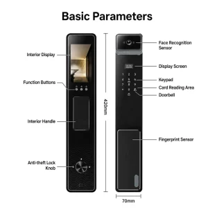 WiFi Smart Security Lock H69 3D Face Palm Vein Fingerprint Unlock App Control Built-in Intercom Camera Memory Card