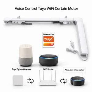 WiFi Smart Shade Motorized Curtain Track Kit Electric Curtain Rail Automatic Window Covering Via Voice App Remote Control
