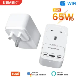 WiFi Smart Socket with 65W GaN Technology for PD PPS Fast Charging UK Smart Plug Adapter