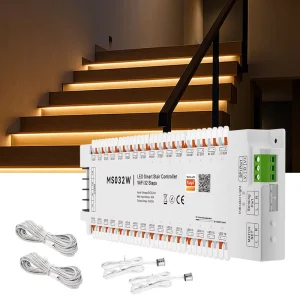 WiFi Smart Stair Controller 32 Steps LED Light Sensor Motion Control DC9 24V Automatic Staircase Lighting System for Home Villas
