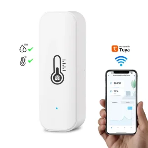 WiFi Smart Temperature and Humidity Sensor AAA Battery Powered Smart Home Devices Compatible With Alexa Google Home