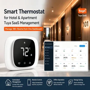 WiFi Smart Thermostat 24VAC Programmable for Hotel Apartment PMS Integration HVAC Heating Cooling Thermostat Heat Pump Furnace
