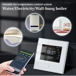WiFi Smart Thermostat with LCD Touch Screen Nest Compatible Programmable HVAC Android Apple IOS Home Water Heating Application