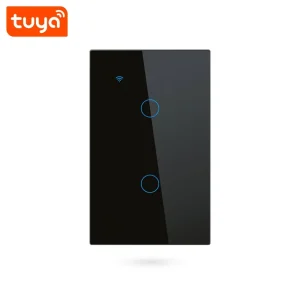 WiFi Smart Wall Switch US 2 Gang Touch LED Light Switch Smart Home Alexa Google Home PST-TY-U2