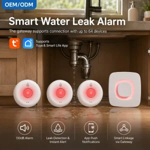 WiFi Smart Water Leak Detector Kit Wireless Gateway Hub App Remote Alarm Flood Sensor System ABS Material Home Security